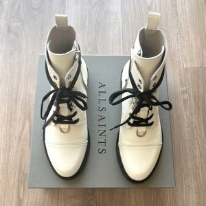All Saints white & black leather boots - size 7M